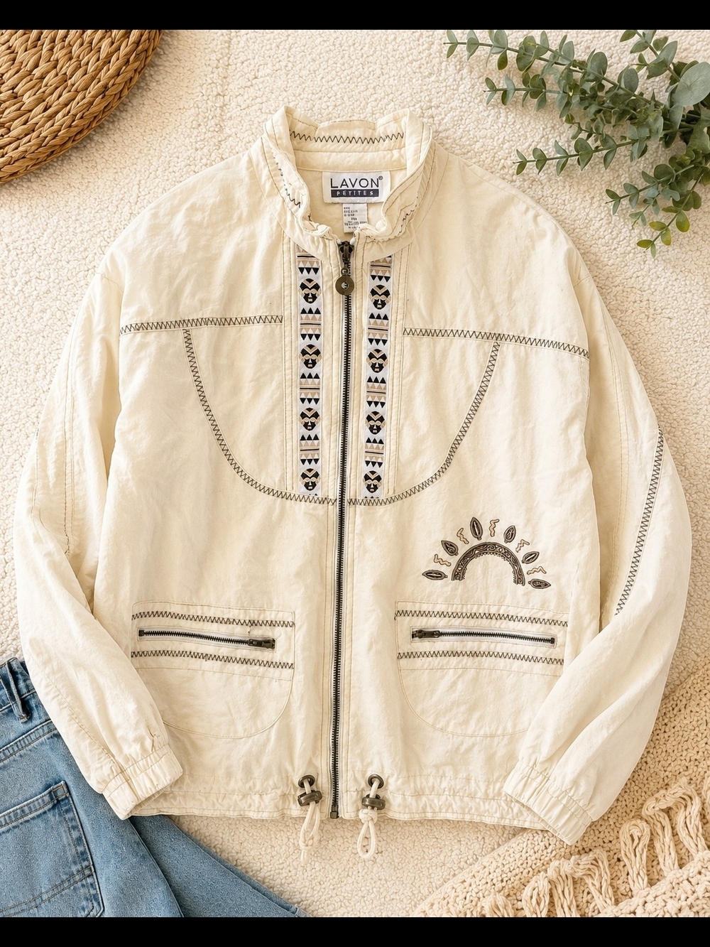 Vintage Lavon Petite Boho Windbreaker Jacket PM